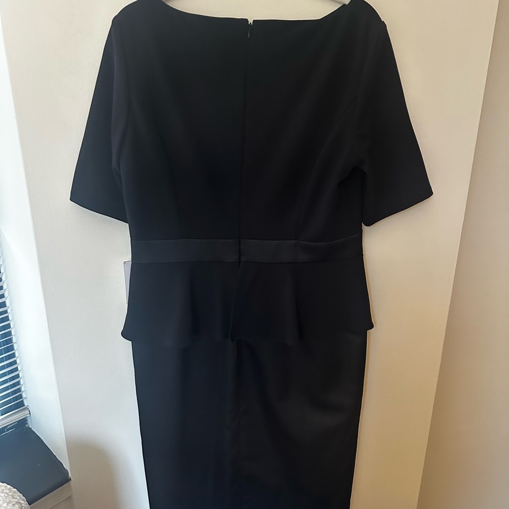 NWT. Ivanka Trump Peplum Style Black Formal Dress with satin bow and skirt.